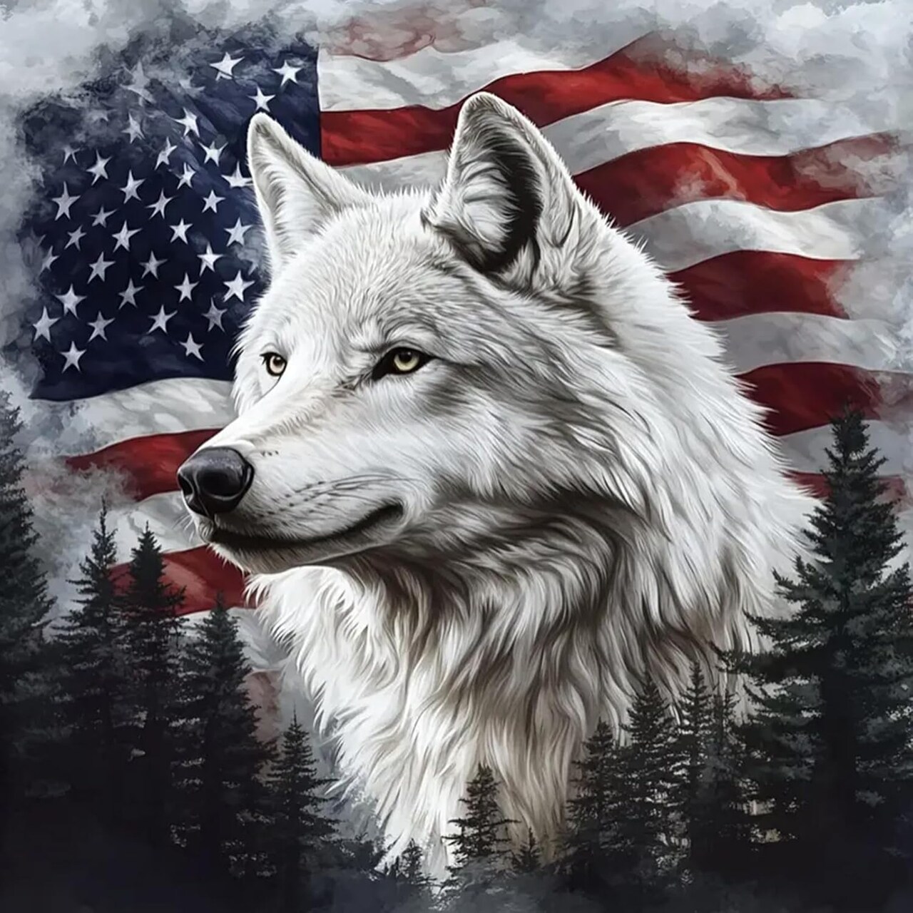 5D DIY American Flag and Wolf Diamond Painting Kits for Adults (Color) 0.1 x 0.1 x 0.1 inches